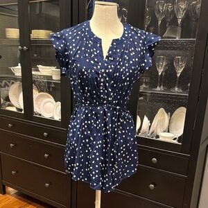 Navy Blue Heart Print Women's Maternity Top